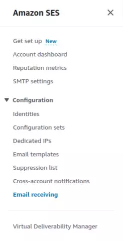 AWS SES SIdebar links