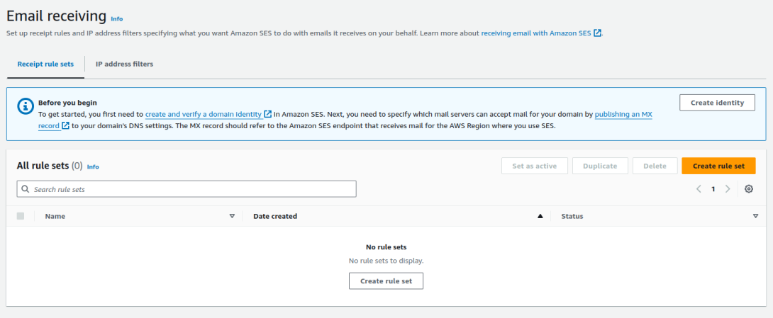 AWS SES Email receiving page