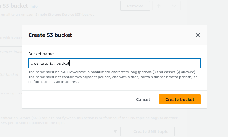 AWS SES Create  S3 bucket